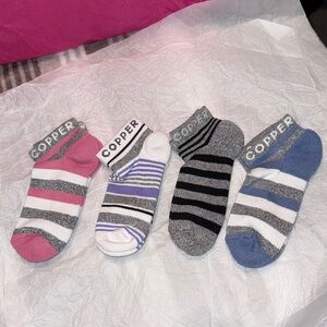 Tommy Copper Women's Striped Compression Ankle Socks 4-PK